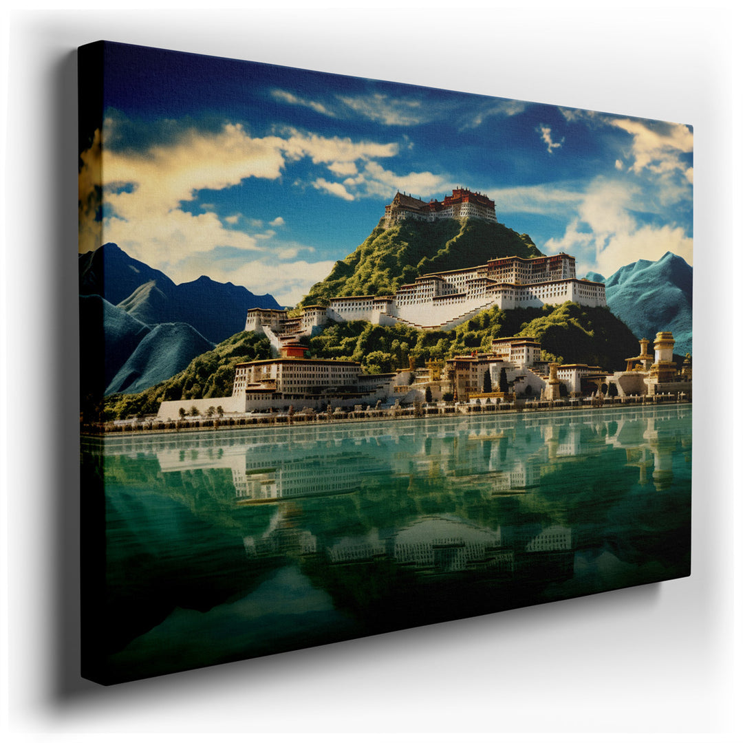 canvas print on wrapped canvas for wall decor – This wall art, a stunning depiction of the Potala Palace, is a masterpiece that captures the essence of Tibet's breathta...