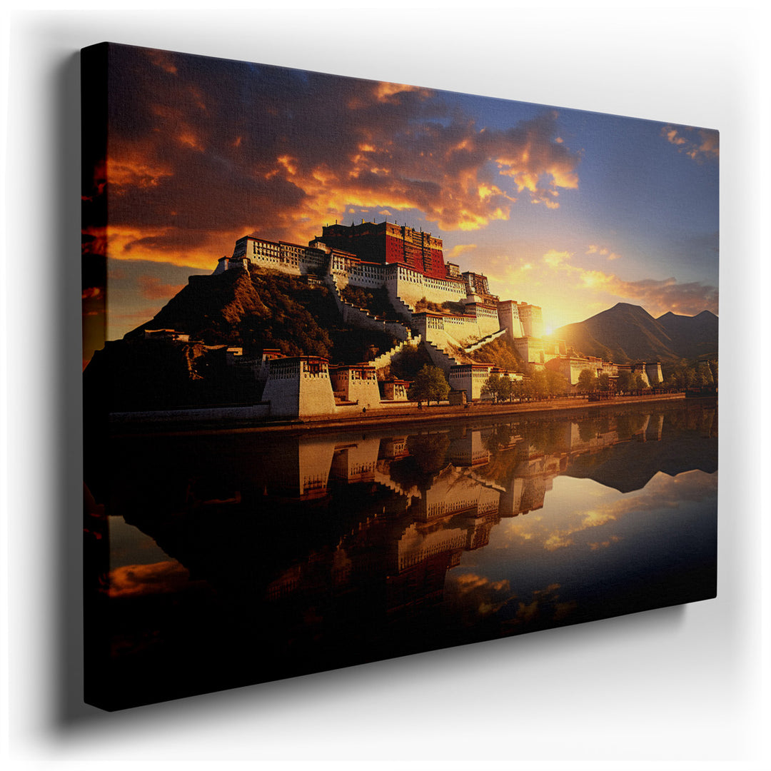 canvas print on wrapped canvas for wall decor – This exquisite wall art of Potala Palace during the golden hour is a masterpiece that encapsulates the serene beauty and...
