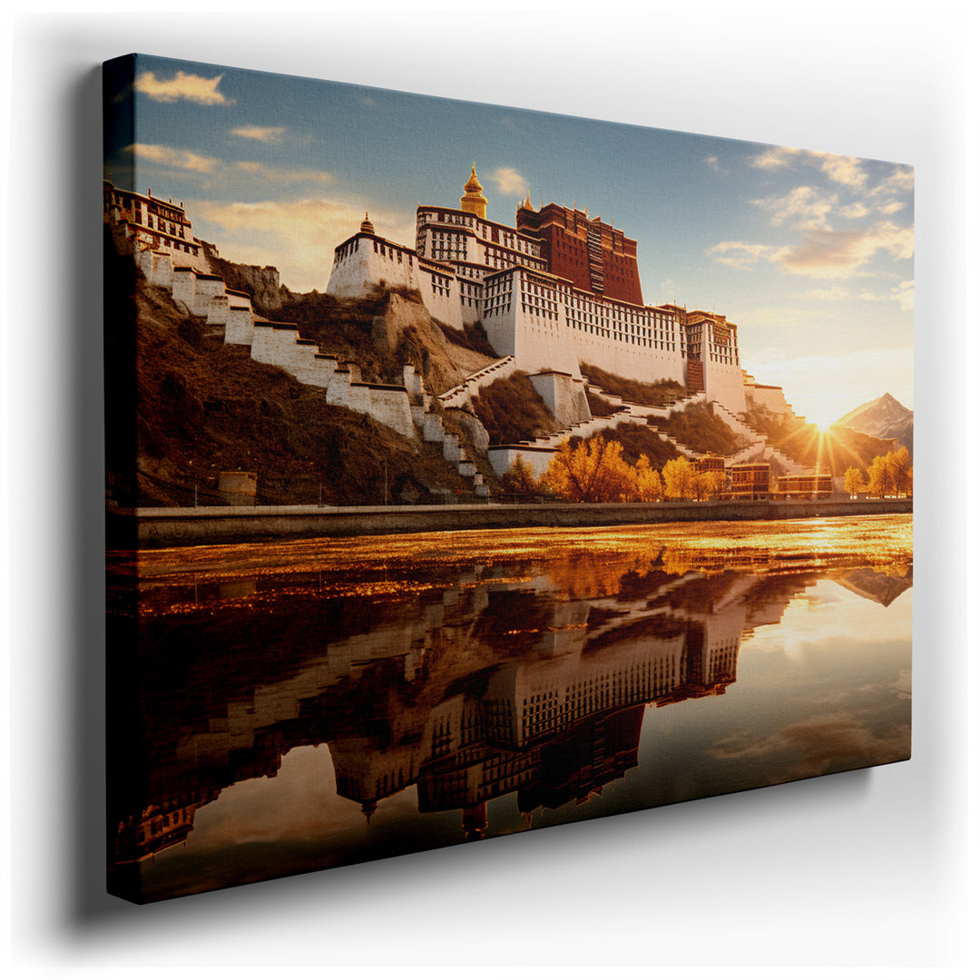 canvas print on wrapped canvas for wall decor – The wall art you are considering for your space is a mesmerizing depiction of the Potala Palace at sunrise, a scene that...