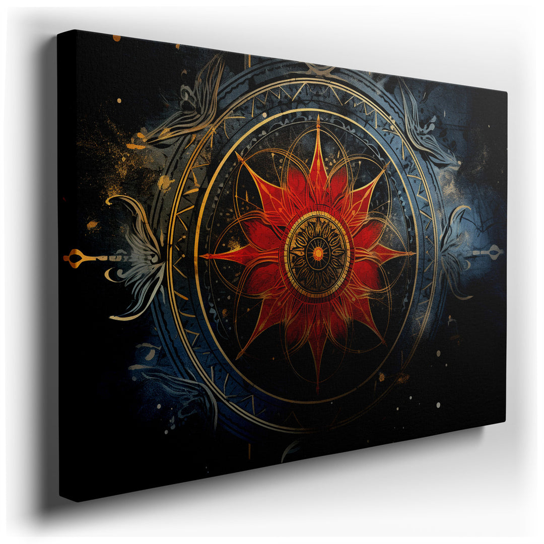 canvas print on wrapped canvas for wall decor – This exquisite wall art, a masterful depiction of a mandala, is a true testament to the art of intricate design and colo...