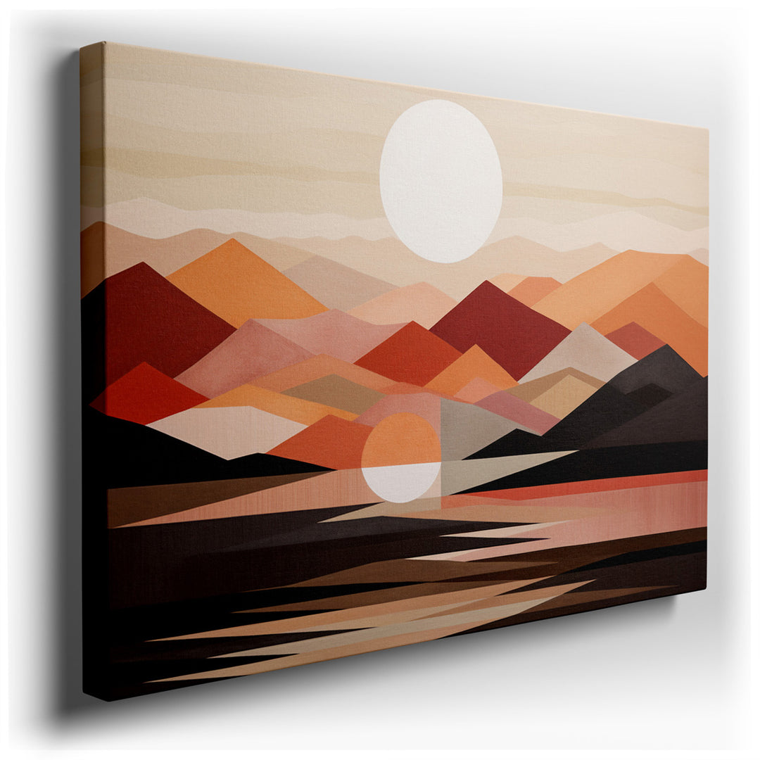 canvas print on wrapped canvas for wall decor – This captivating wall art presents an abstract interpretation of a mountain landscape, where the artist skillfully emplo...