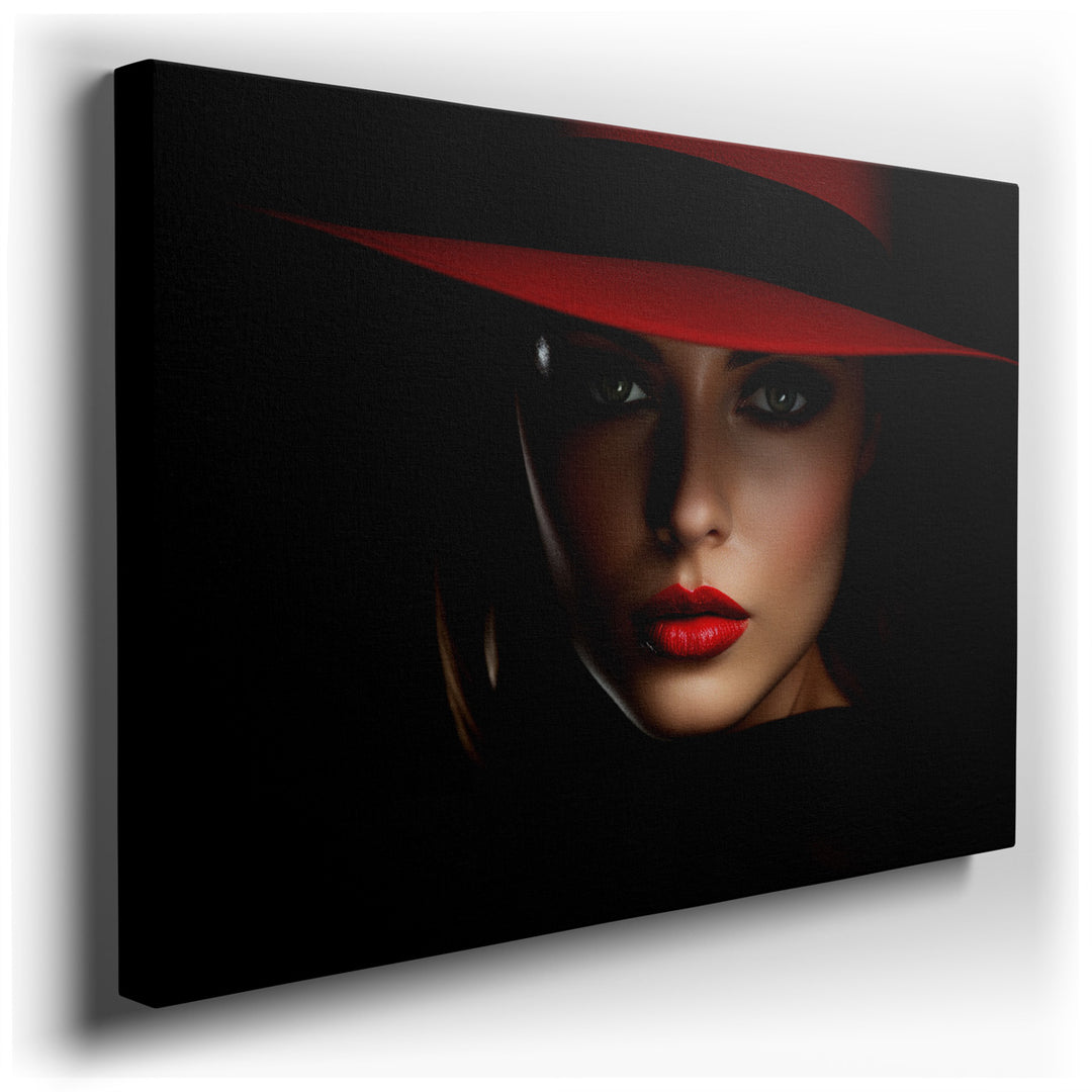 canvas print on wrapped canvas for wall decor – This exquisite wall art captures the essence of sophistication and allure through the portrait of a glamorous woman, who...