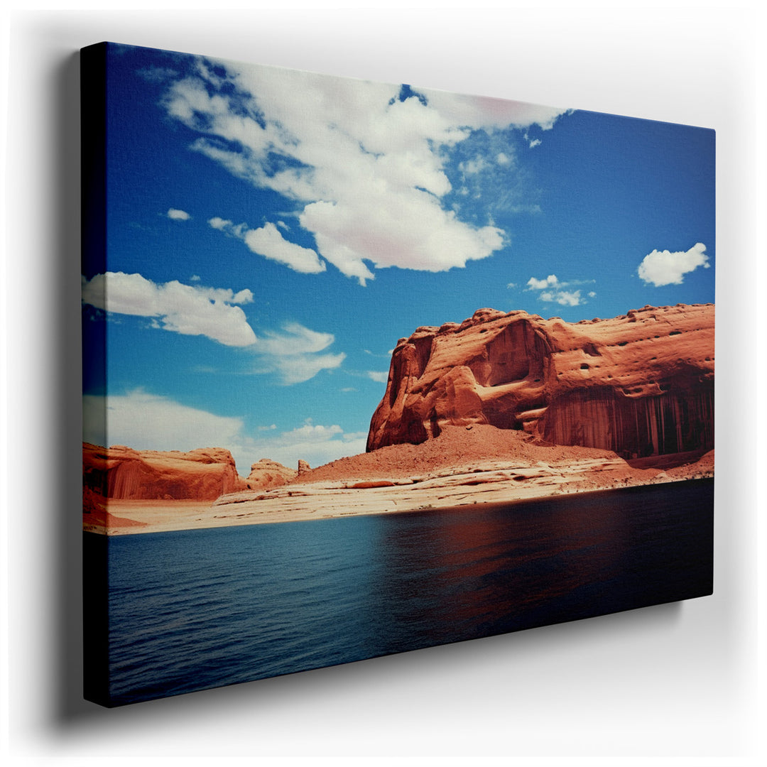 canvas print on wrapped canvas for wall decor – This wall art is a breathtaking portrayal of nature's grandeur, featuring striking red rock formations that rise majesti...