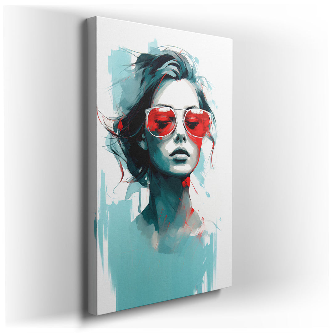 canvas print on wrapped canvas for wall decor – This wall art is a captivating portrayal of modern femininity and style, featuring a woman whose presence is as commandi...