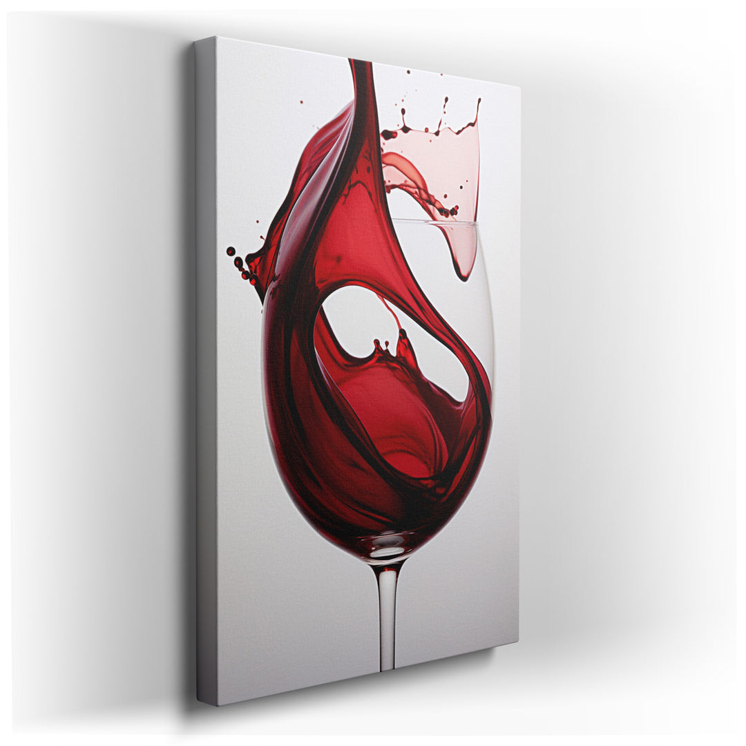 canvas print on wrapped canvas for wall decor – This wall art, a mesmerizing depiction of a splash of red wine in a wine glass, is a celebration of both the ordinary an...