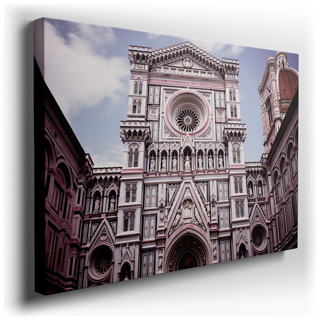 canvas print on wrapped canvas for wall decor – This wall art, a meticulous and detailed representation of the Florence Cathedral's facade, is a masterpiece that captur...