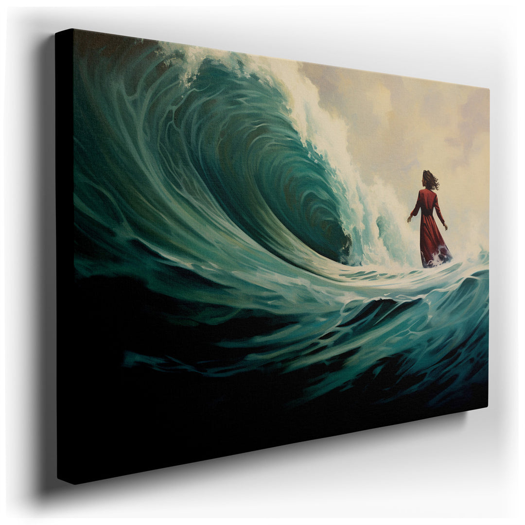 canvas print on wrapped canvas for wall decor – This wall art, a masterful depiction of the raw power of nature juxtaposed with human resilience, presents an awe-inspir...