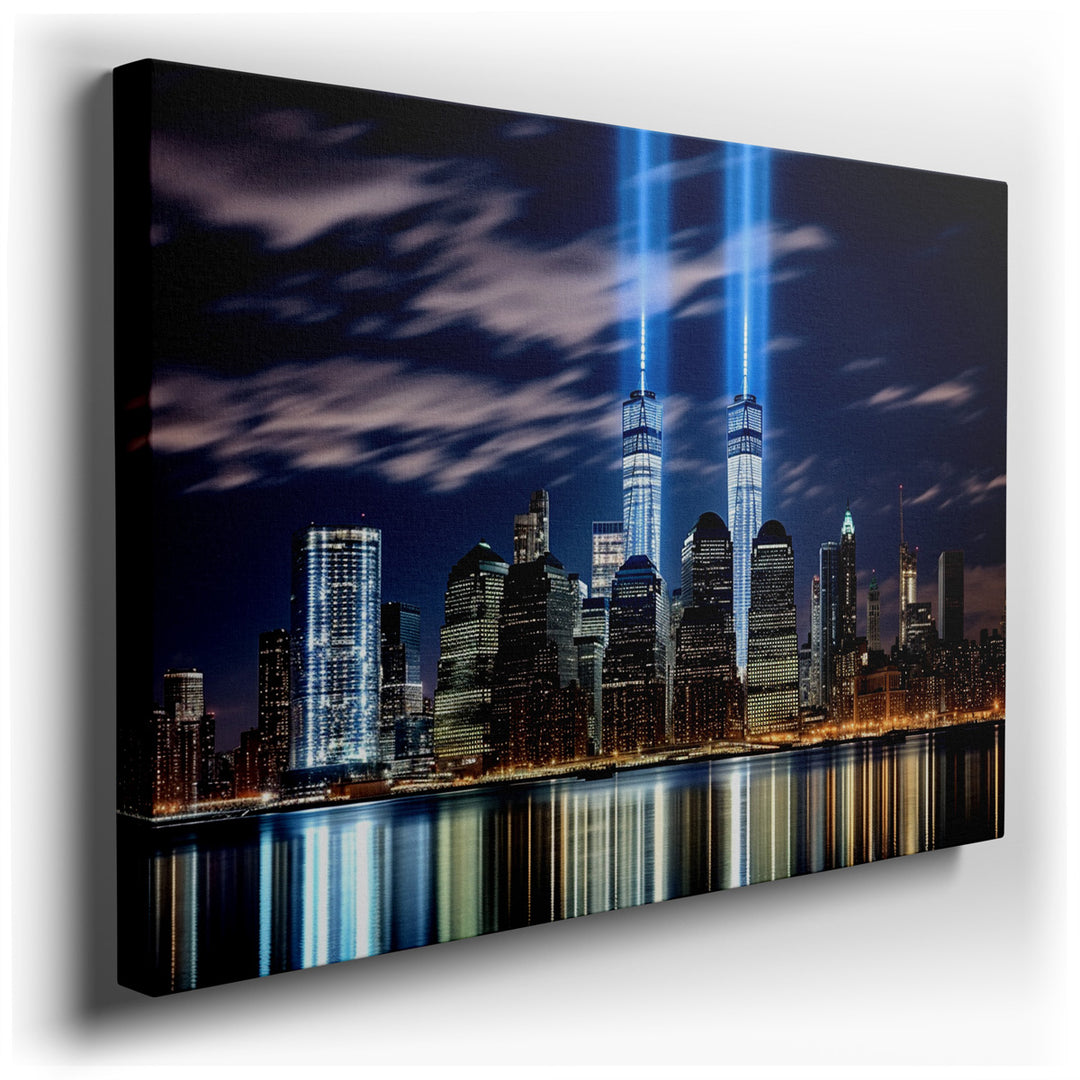canvas print on wrapped canvas for wall decor – The wall art captures the essence of a vibrant metropolis at night, its skyline aglow with the lights of bustling activi...