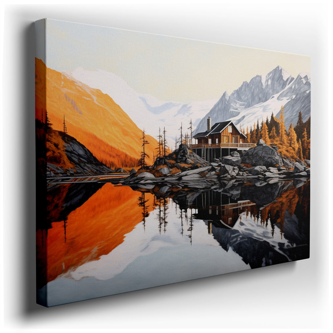 canvas print on wrapped canvas for wall decor – This wall art captures a serene and breathtaking landscape that is both inviting and introspective. At the heart of the...