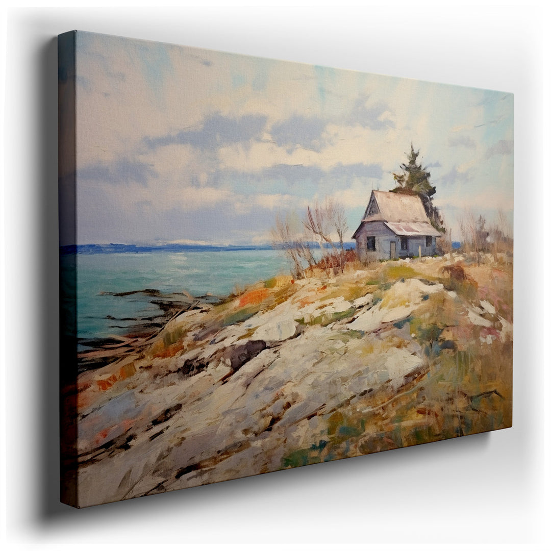 canvas print on wrapped canvas for wall decor – This wall art captures a serene coastal landscape that invites viewers into a peaceful retreat far from the bustling noi...
