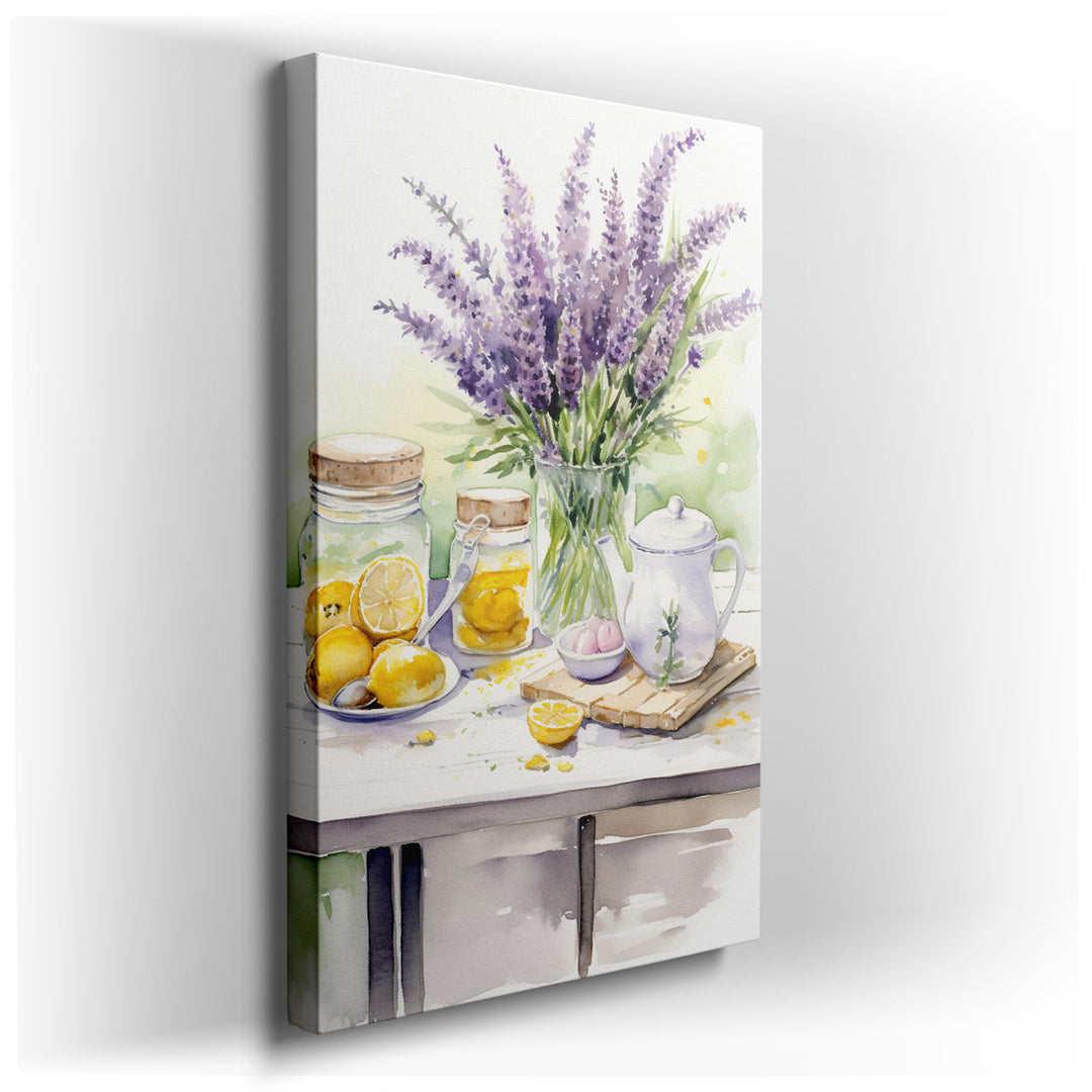 canvas print on wrapped canvas for wall decor – This wall art, a serene depiction of rustic charm, features a beautifully arranged still life that combines the natural...