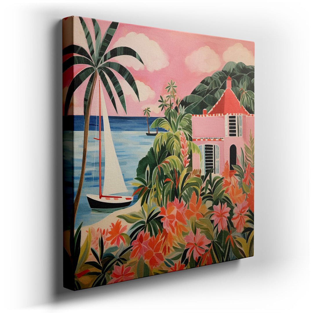 canvas print on wrapped canvas for wall decor – Imagine a wall art that serves as a window to a serene, tropical paradise, perfect for enhancing any room with a touch o...