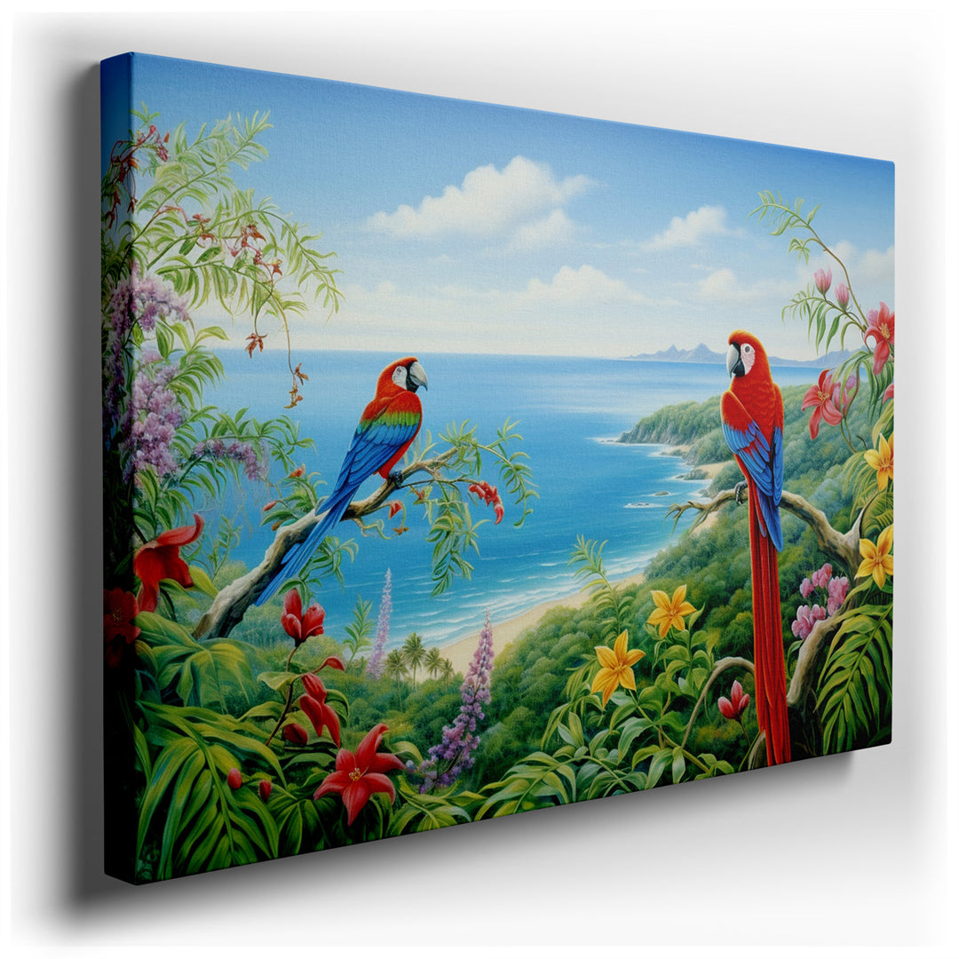 canvas print on wrapped canvas for wall decor – This wall art, a breathtaking depiction of a tropical paradise, is an exquisite representation of nature's vibrant palet...