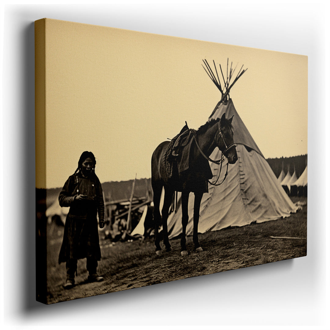 canvas print on wrapped canvas for wall decor – This evocative wall art, rendered in a warm sepia tone, offers a poignant window into a bygone era, capturing a serene m...