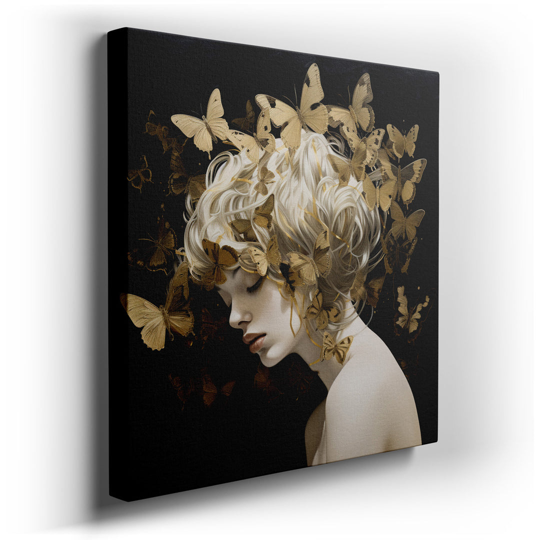 canvas print on wrapped canvas for wall decor – This enchanting wall art captures the delicate essence of a woman whose ethereal beauty transcends the ordinary, drawing...