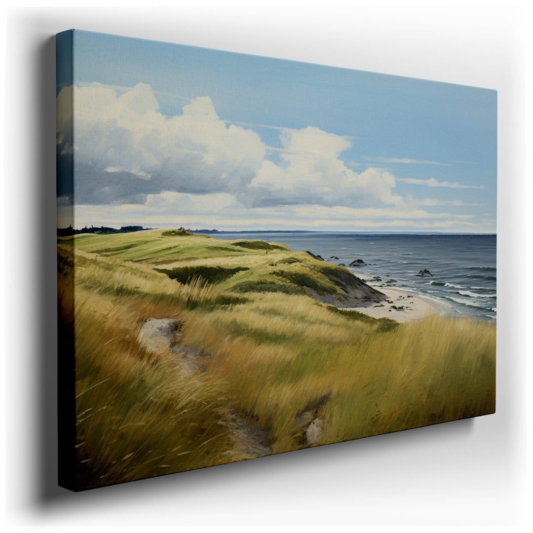 canvas print on wrapped canvas for wall decor – This exquisite wall art captures the essence of a tranquil coastal landscape, where the gentle embrace of soft, rolling...