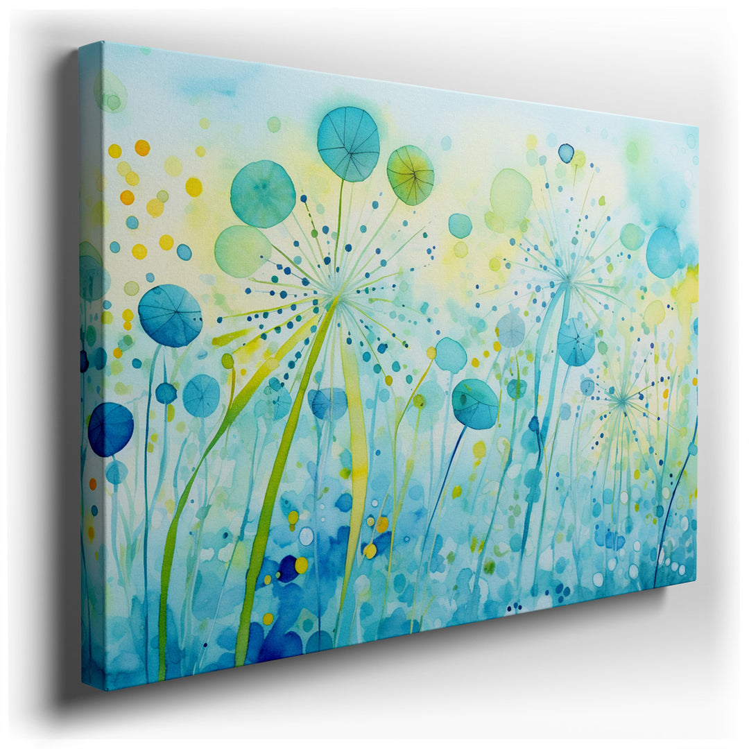 canvas print on wrapped canvas for wall decor – This exquisite watercolor wall art, characterized by its abstract floral shapes, is a masterpiece of subtlety and soothi...