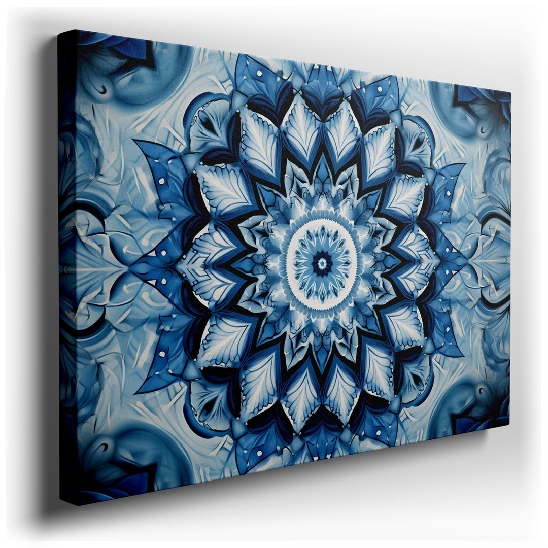 canvas print on wrapped canvas for wall decor – This exquisite wall art, a masterful depiction of a mandala, is a true testament to the art of balance and symmetry. Cra...