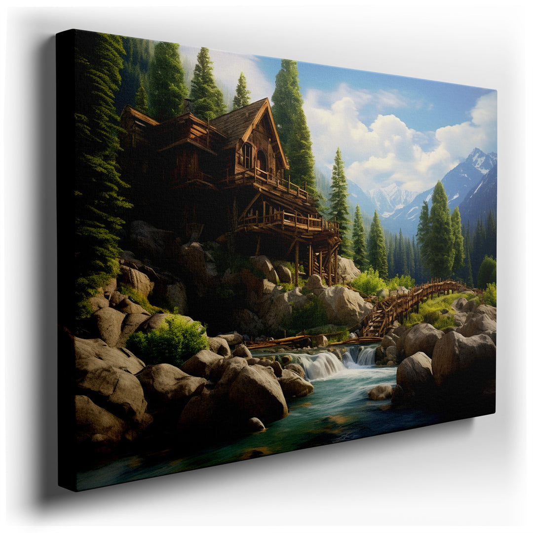 canvas print on wrapped canvas for wall decor – This enchanting wall art captures a serene and idyllic landscape that invites viewers into a tranquil world far removed...