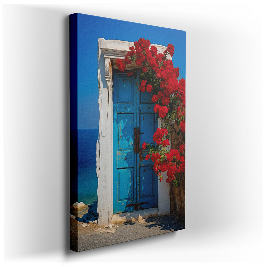 canvas print on wrapped canvas for wall decor – This enchanting wall art captures a serene coastal scene that is both inviting and picturesque. At the heart of the comp...