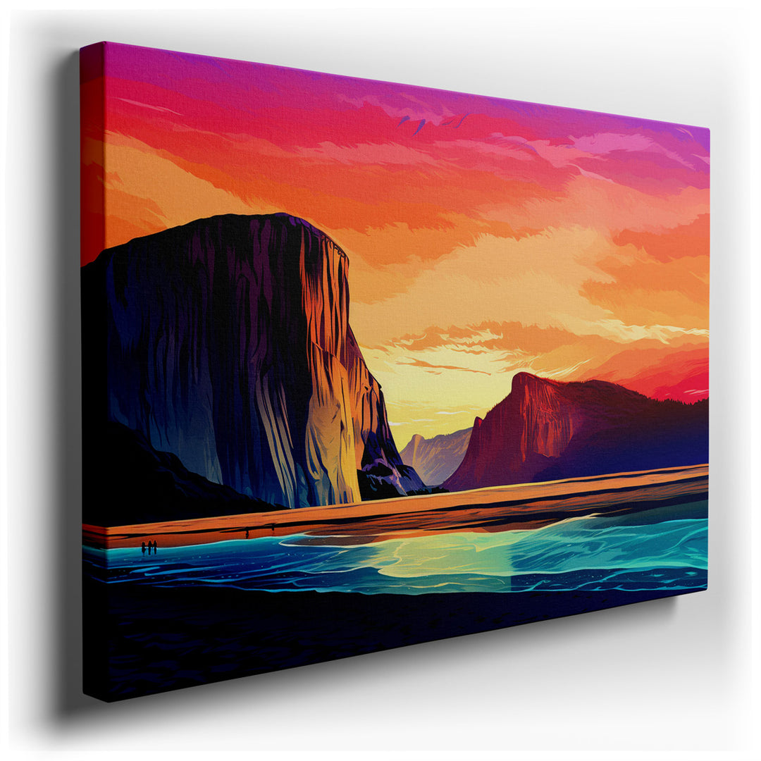 canvas print on wrapped canvas for wall decor – Imagine a wall art that captures the essence of a tranquil evening by the sea, where the sun dips low in the sky, castin...