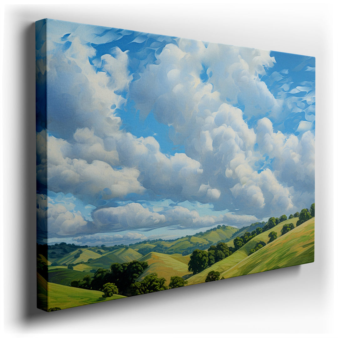 canvas print on wrapped canvas for wall decor – This wall art, a masterful depiction of a serene countryside landscape, captures the essence of tranquility and the boun...