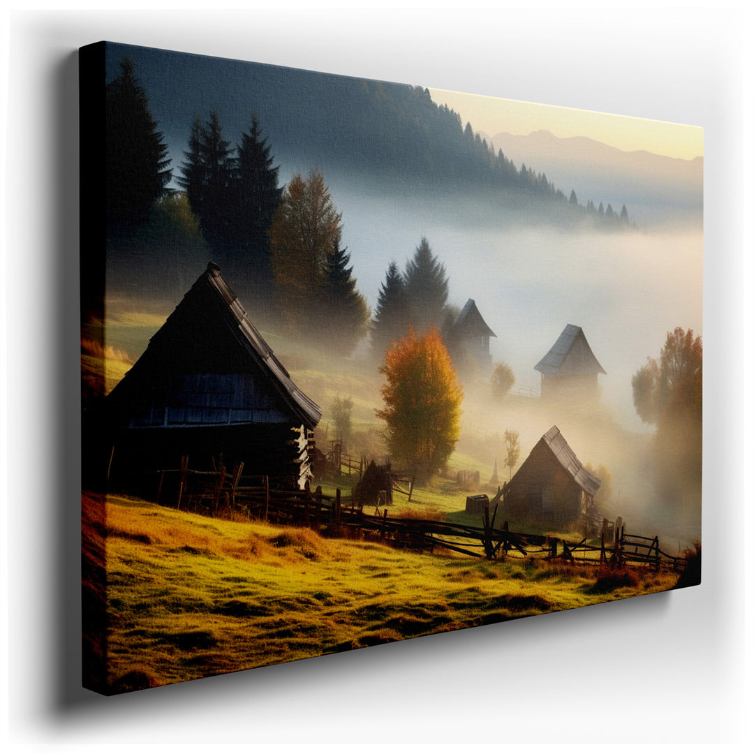 canvas print on wrapped canvas for wall decor – This wall art, a serene depiction of a rural landscape, invites viewers into a world where tranquility and the beauty of...