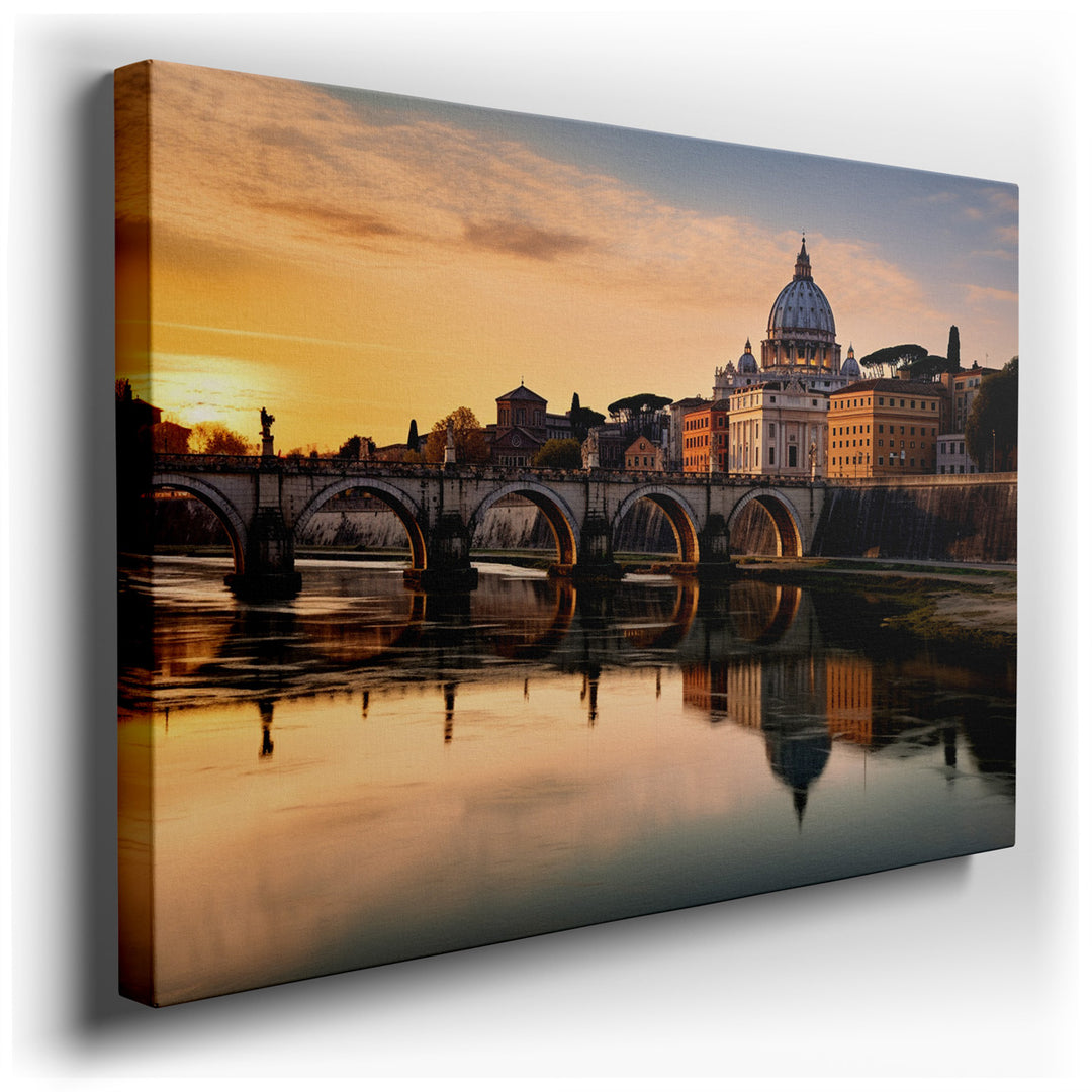canvas print on wrapped canvas for wall decor – This wall art captures a breathtaking view of St. Peter's Basilica, one of Rome's most iconic architectural marvels, as...