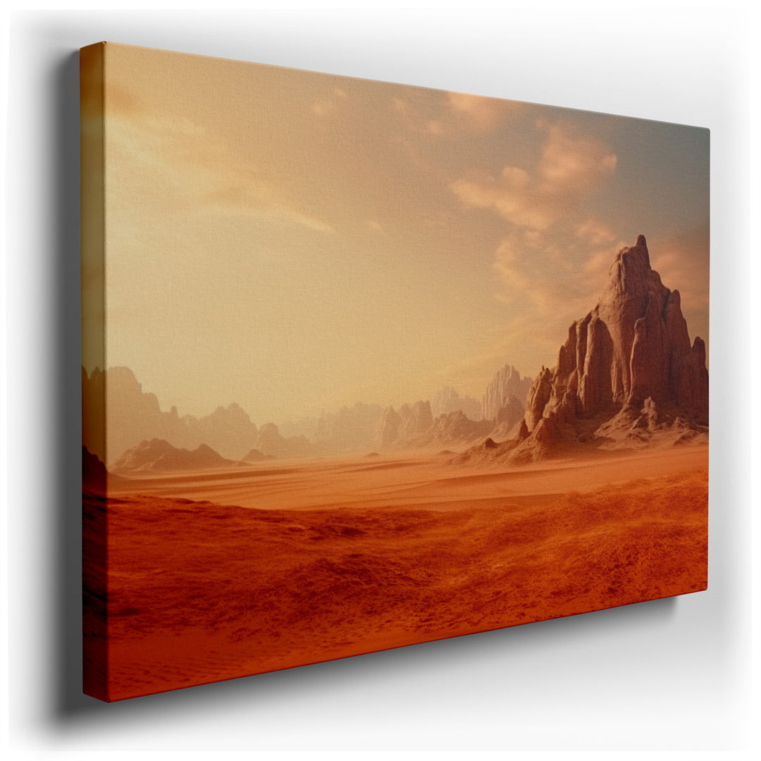 canvas print on wrapped canvas for wall decor – This wall art, a masterful depiction of a serene desert landscape, is an exquisite piece that captures the essence of tr...