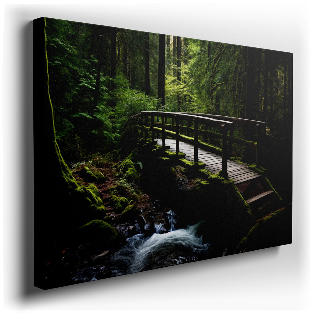canvas print on wrapped canvas for wall decor – The wall art you are considering for your space captures a serene and picturesque forest scene that exudes tranquility a...