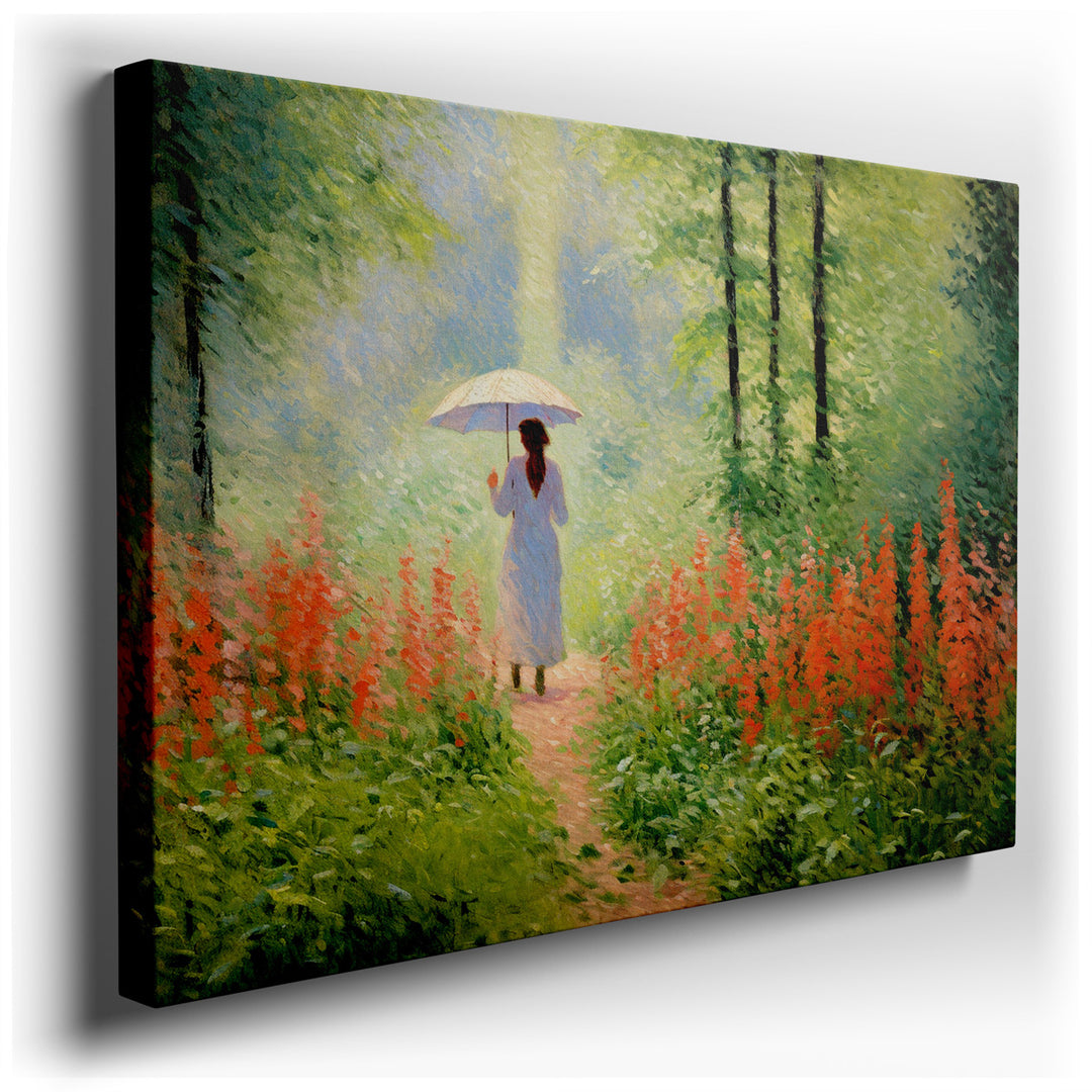 canvas print on wrapped canvas for wall decor – This exquisite impressionist wall art captures a serene moment of solitude and the simple joys of nature, making it a pe...