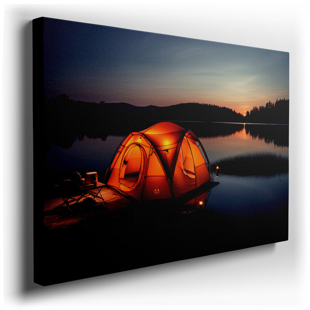 canvas print on wrapped canvas for wall decor – This wall art captures a serene and inviting scene that is both a tribute to the spirit of adventure and a peaceful homa...