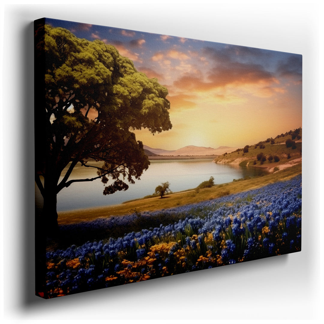 canvas print on wrapped canvas for wall decor – Imagine a wall art that captures the essence of a tranquil evening, where the sun dips low in the sky, casting a warm, g...
