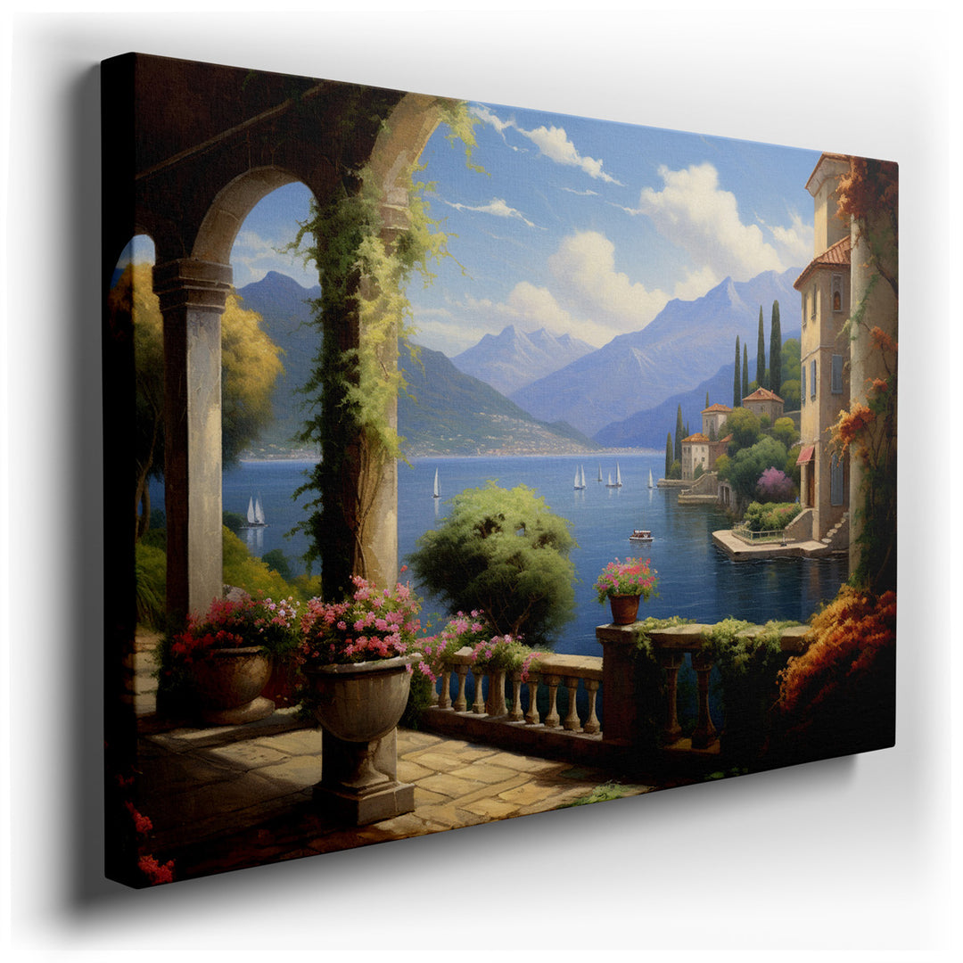 canvas print on wrapped canvas for wall decor – This enchanting wall art captures the essence of a tranquil lakeside at the break of dawn, offering a view that is both...