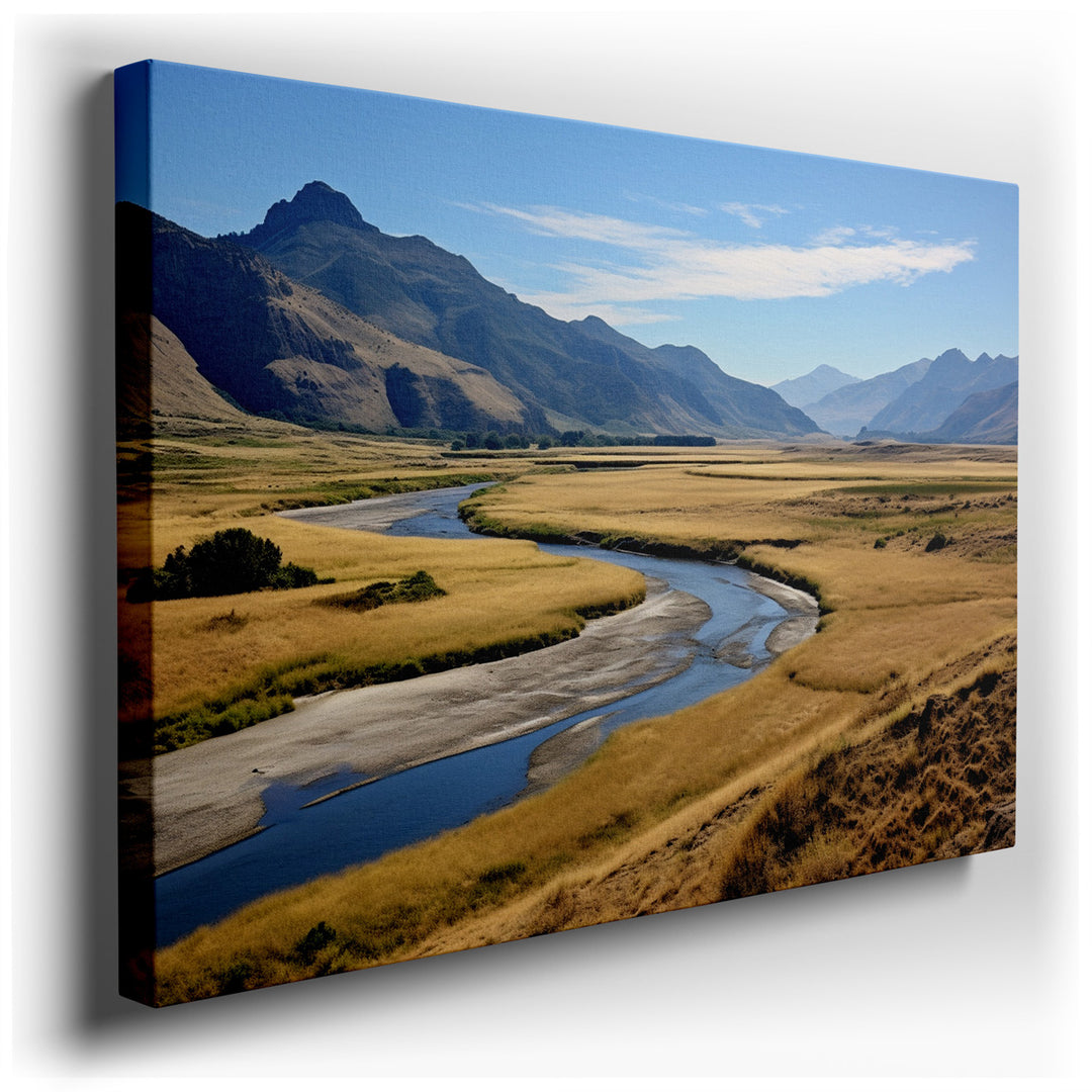 canvas print on wrapped canvas for wall decor – This enchanting wall art captures the essence of a serene, expansive landscape that invites viewers into a world of natu...