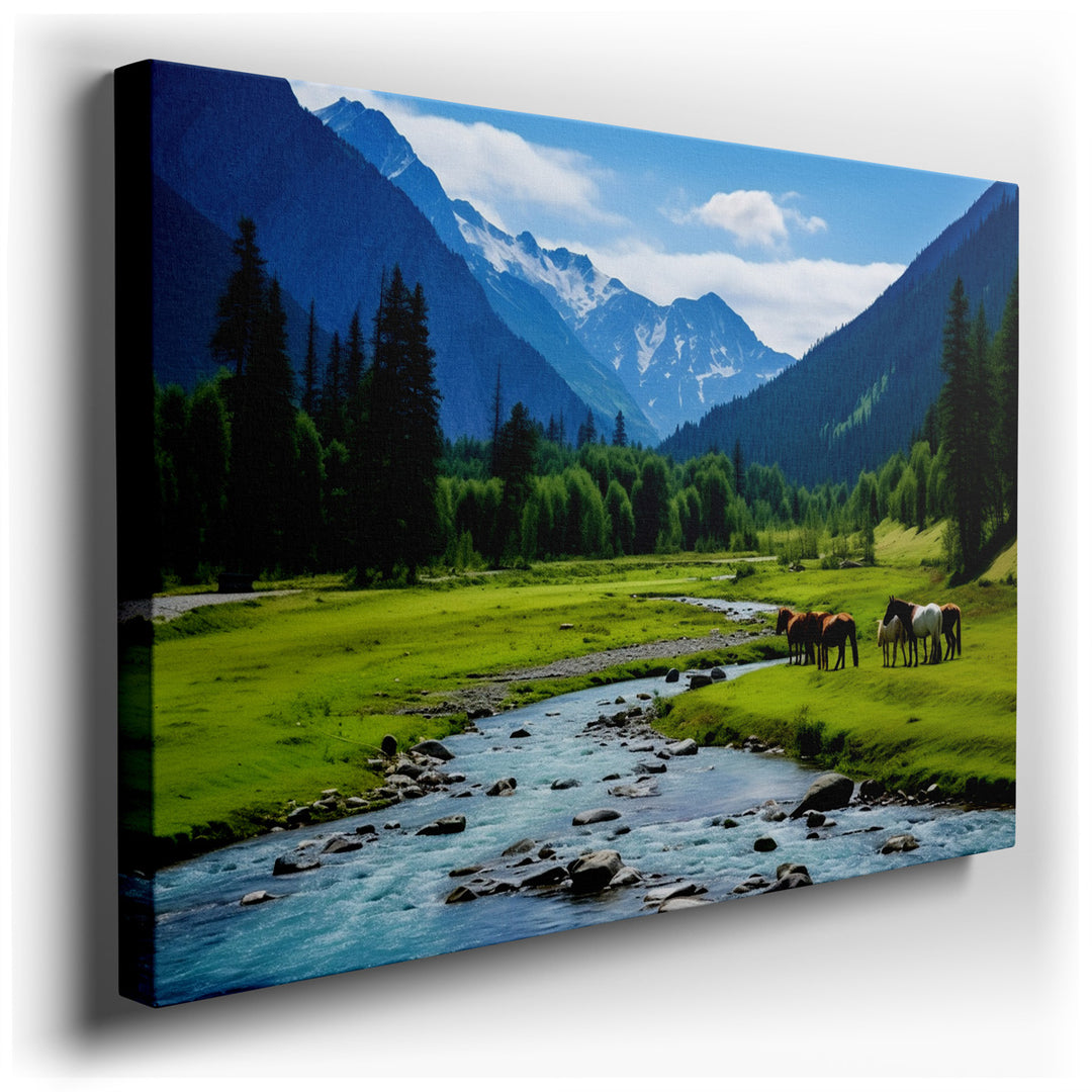 canvas print on wrapped canvas for wall decor – This exquisite wall art portrays a tranquil and idyllic landscape that is both captivating and calming. The scene is set...
