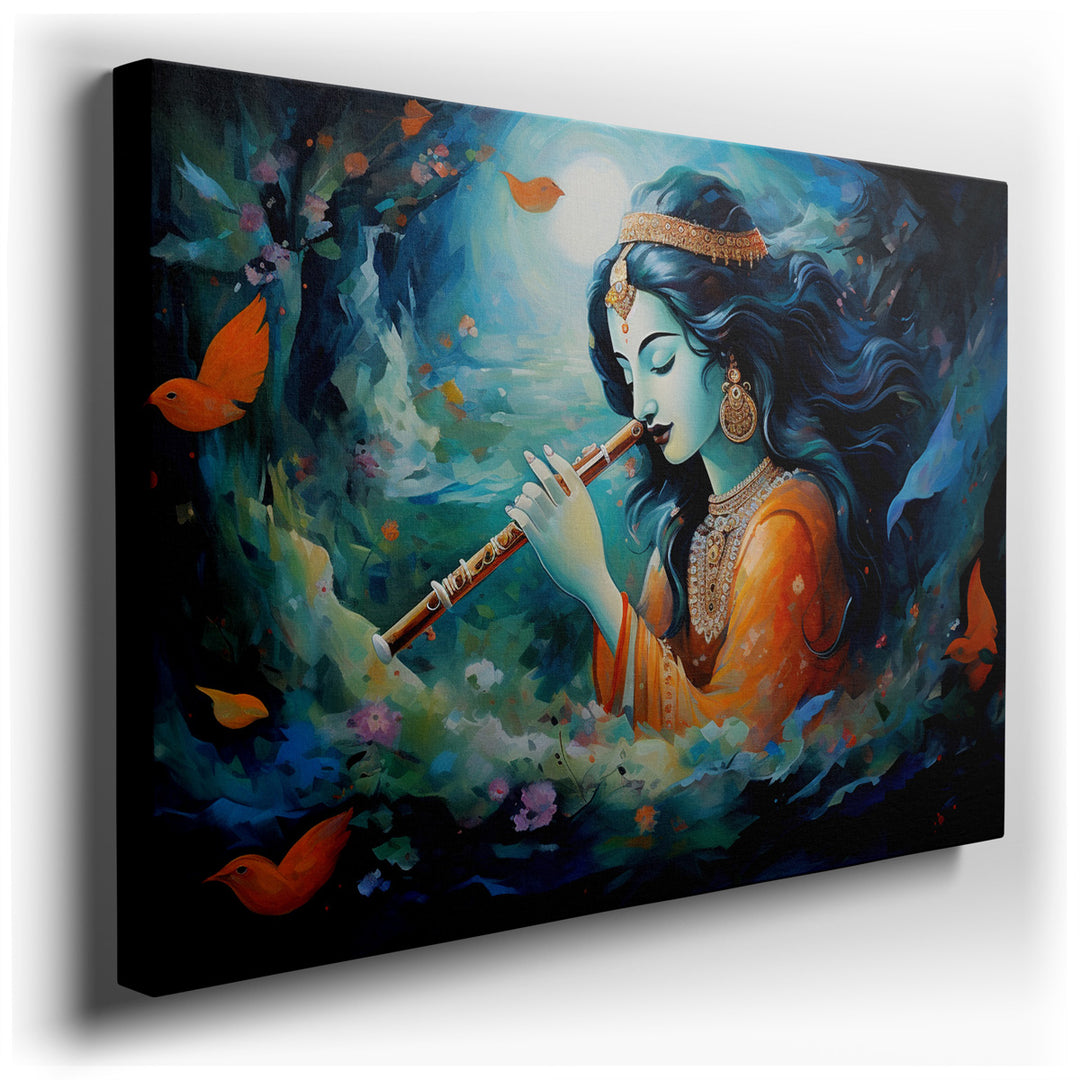 canvas print on wrapped canvas for wall decor – This enchanting wall art captures the essence of tranquility and harmony through the depiction of a woman dressed in a f...