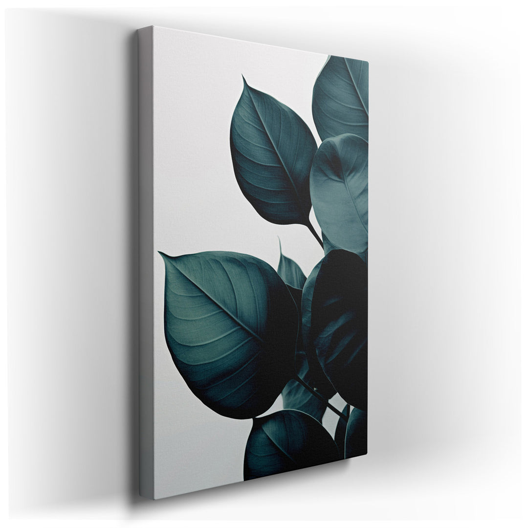canvas print on wrapped canvas for wall decor – This exquisite wall art captures the serene beauty of nature through its focus on elegant green leaves, each detailed wi...
