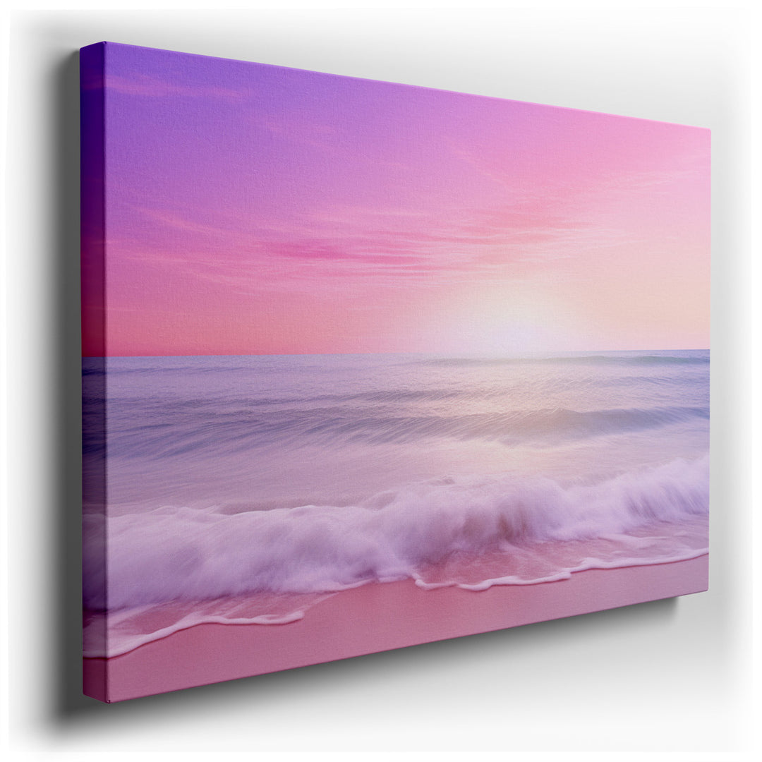 canvas print on wrapped canvas for wall decor – Imagine a wall art that captures the essence of a tranquil ocean at sunset, where the horizon kisses the sea under a can...