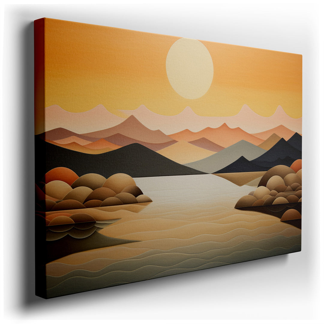 canvas print on wrapped canvas for wall decor – This enchanting wall art, an abstract landscape rendered in soft pastel colors, captures the essence of tranquility and...