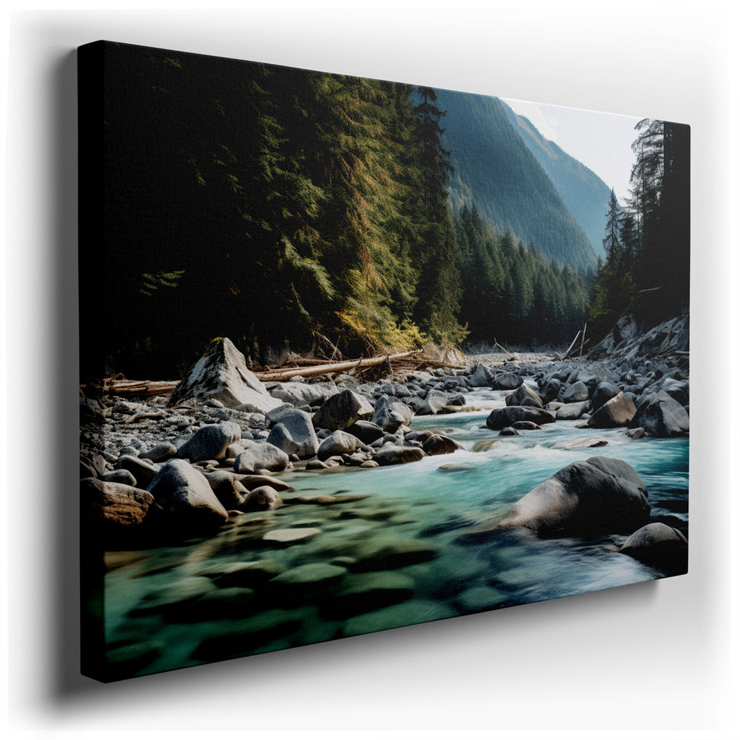 canvas print on wrapped canvas for wall decor – This enchanting wall art captures a serene yet dynamic landscape that invites viewers into a world of natural splendor a...