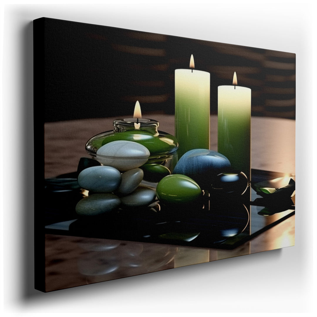 canvas print on wrapped canvas for wall decor – The wall art in question captures a beautifully serene still life that invites viewers into a realm of tranquility and p...