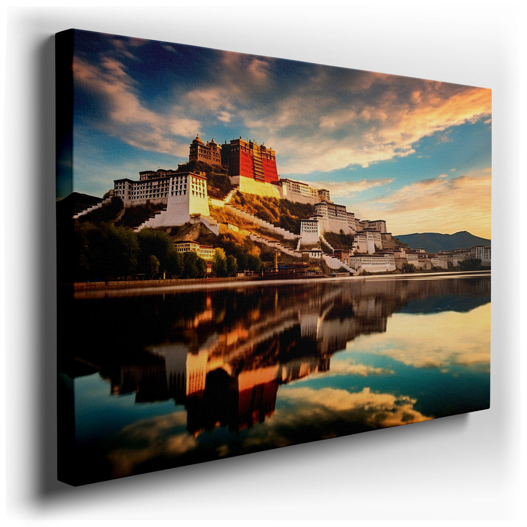 canvas print on wrapped canvas for wall decor – Imagine a wall art that captures the breathtaking essence of the Potala Palace, a UNESCO World Heritage site, as it maje...