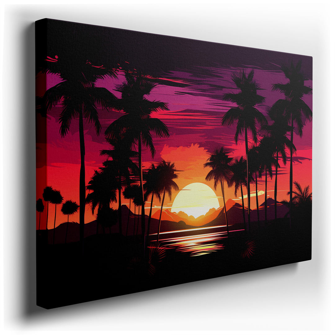 canvas print on wrapped canvas for wall decor – This exquisite wall art captures a breathtaking sunset scene that is both serene and invigorating. It features a series...