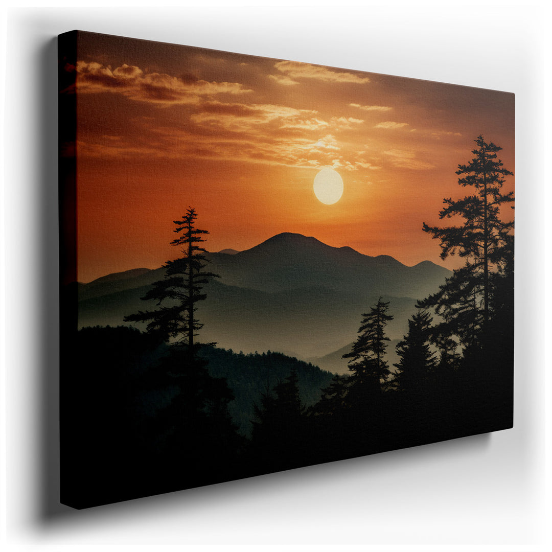 canvas print on wrapped canvas for wall decor – This wall art captures the serene majesty of a sunset with a masterful blend of color and composition that invites conte...