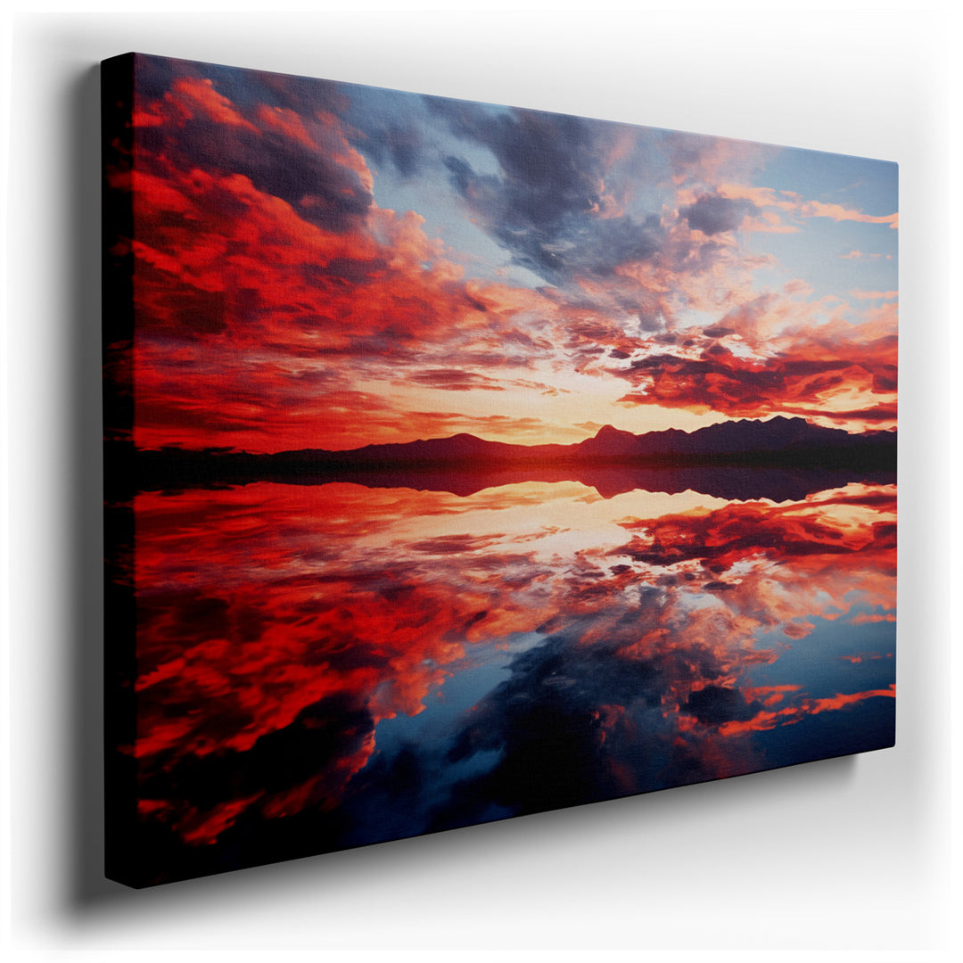 canvas print on wrapped canvas for wall decor – Imagine a wall art that encapsulates the serene beauty of a sunset, where the horizon kisses the water, creating a symph...