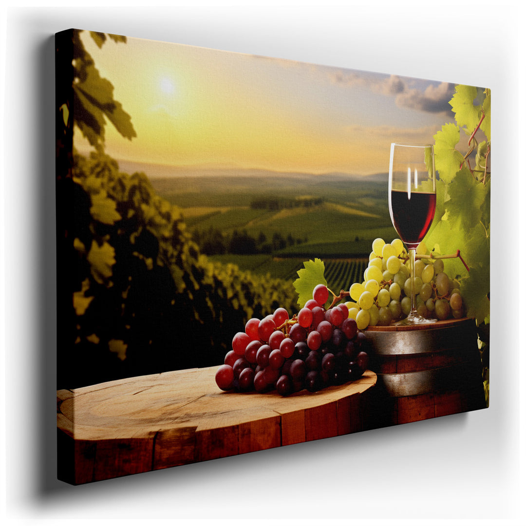 canvas print on wrapped canvas for wall decor – Imagine a wall art that captures the serene beauty of a late afternoon in a lush vineyard, a moment frozen in time that...