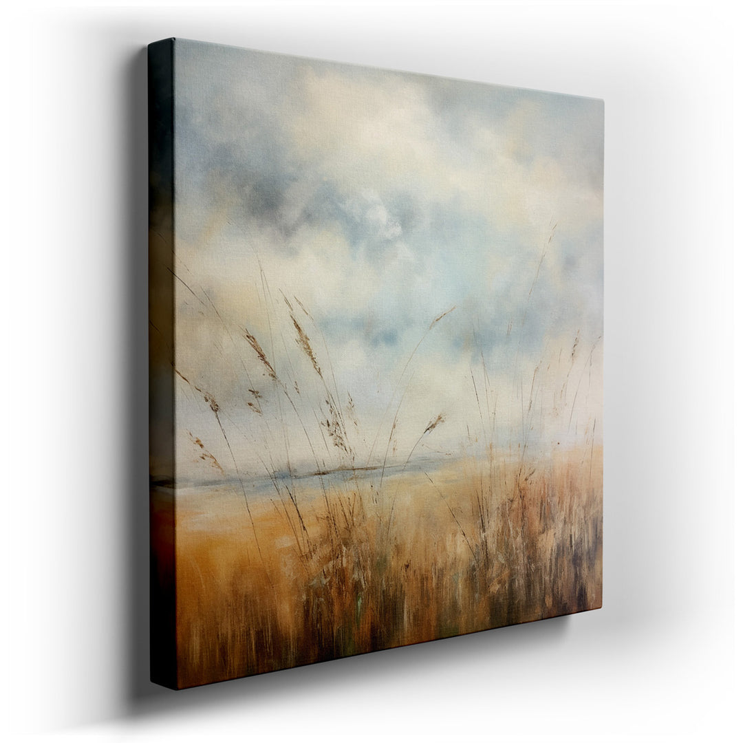 canvas print on wrapped canvas for wall decor – This exquisite landscape wall art captures the serene beauty of a vast, open field under a boundless azure sky, creating...