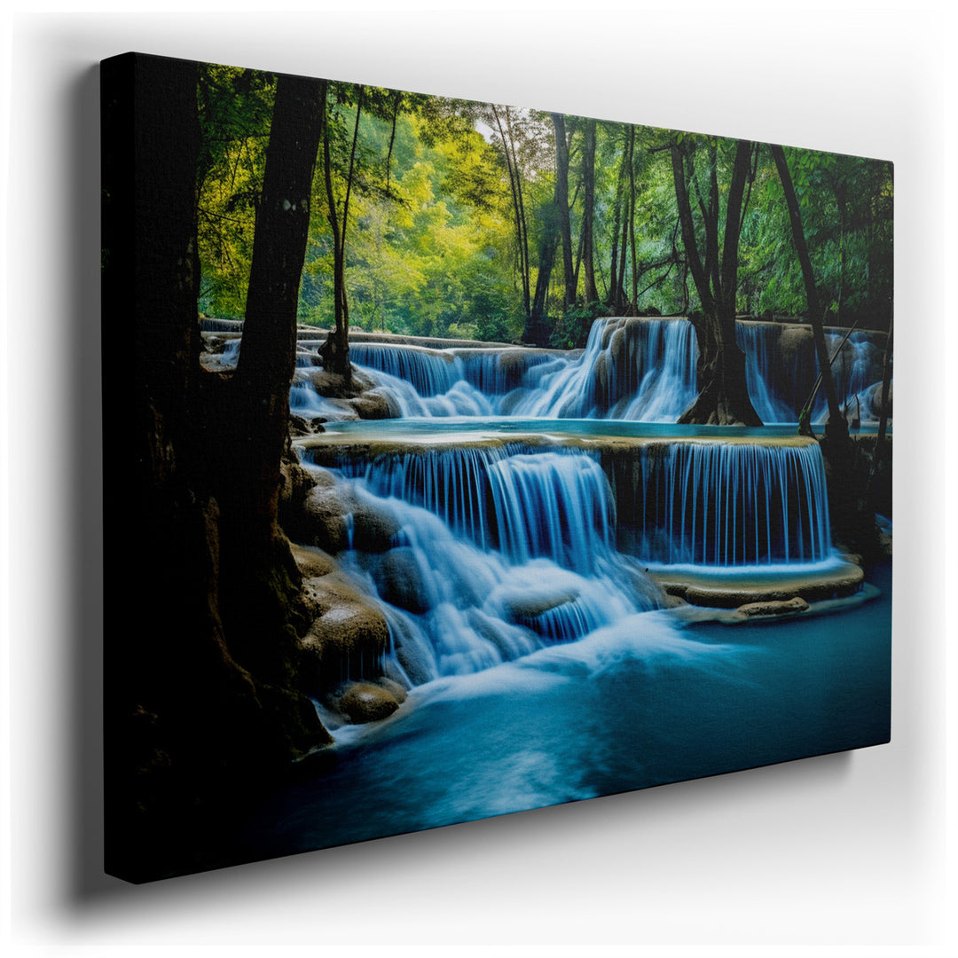 canvas print on wrapped canvas for wall decor – Imagine a wall art that captures the essence of nature's tranquility and the rejuvenating spirit of a secluded waterfall...