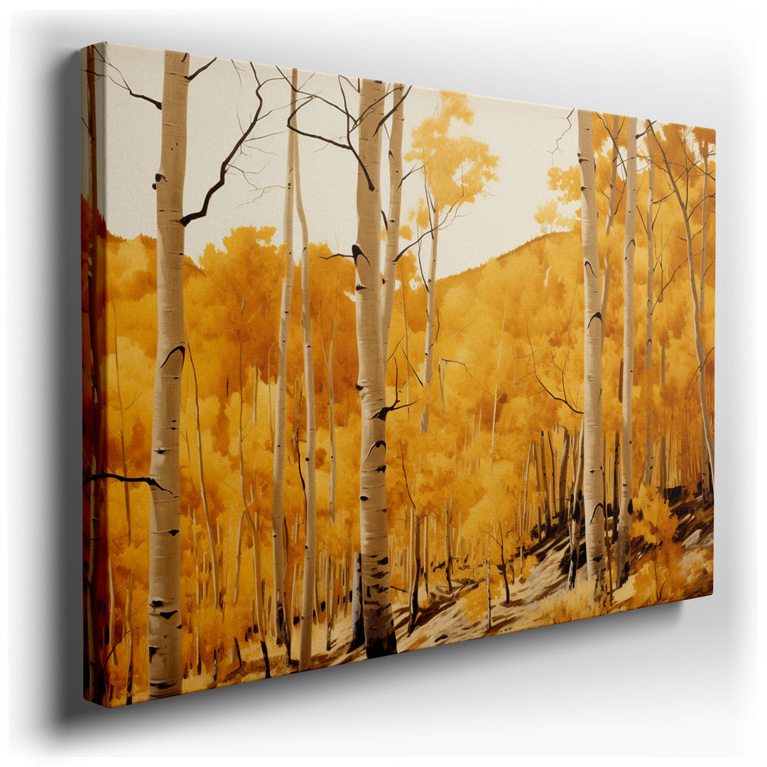 canvas print on wrapped canvas for wall decor – This exquisite wall art captures the essence of autumn in a breathtaking display of nature's palette. The scene is set i...